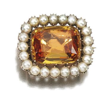 Antique topaz and pearl brooch, sold at Sotheby's