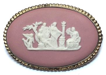 Vintage pink jasperware ceramic cameo by Wedgwood of England