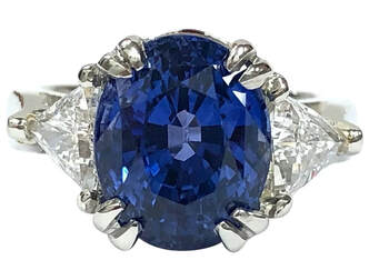 GIA-Certified 7.56 ct Natural Color Change Sapphire & 1.01 ctw Trillion Cut Diamond Ring in Platinum