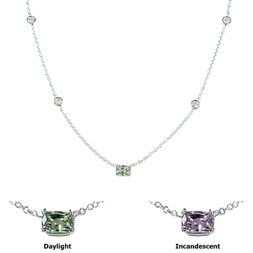 GIA 1.27 ct. natural alexandrite and diamond station necklace, in platinum, by Global Gemology