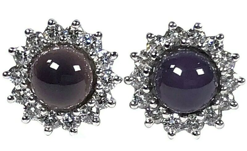A pair of quahog pearl and diamond earrings, in platinum