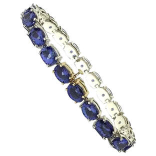 EGL Certified tanzanite tennis bracelet set with 33.29 carats.