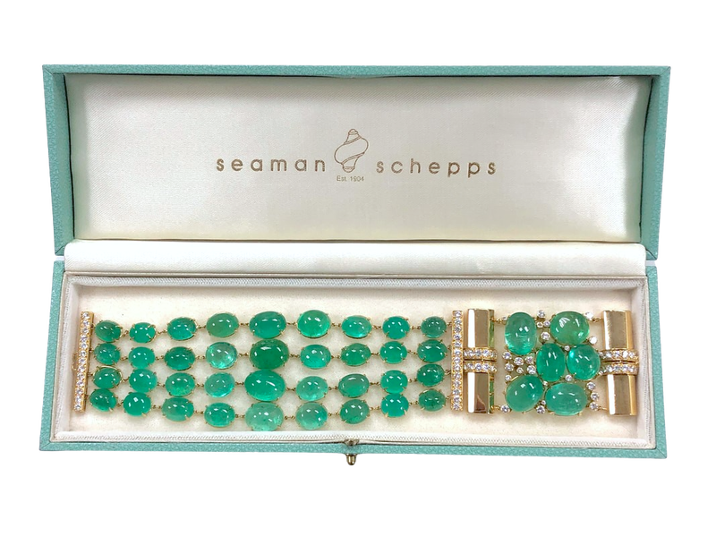 A magnificent emerald, diamond, and gold bracelet by Seaman Schepps