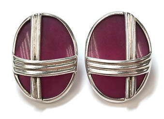 Rhodonite and sterling silver designer earrings by Ture Designs