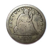 Obverse of an 1857 Seated Liberty Quarter