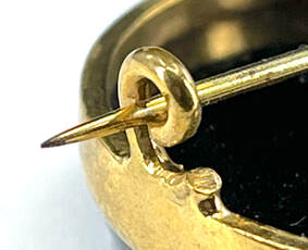 Handmade C-catch brooch fastener on a Victorian Era antique brooch