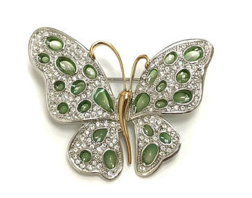 Plique-à-jour enameling adds color to this beautiful butterfly brooch