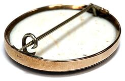 Handmade C-catch brooch fastener on a Victorian Era antique brooch