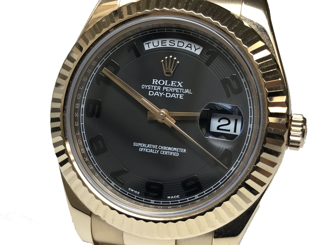 Rolex Oyster Perpetual Day-Date President II Ref.#218235 in solid 18 karat rose gold with black concentric dial