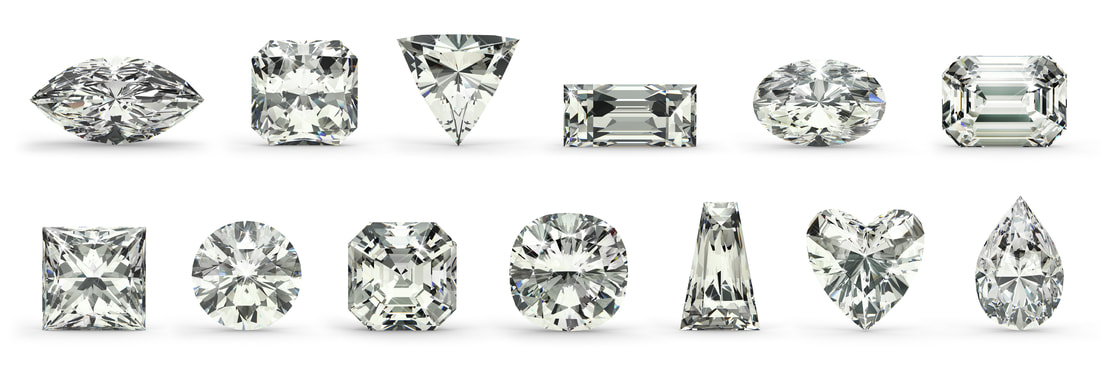 Types of diamond shapes / cutting styles