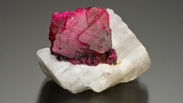 Marble-hosted ruby crystal, of Burmese origin.