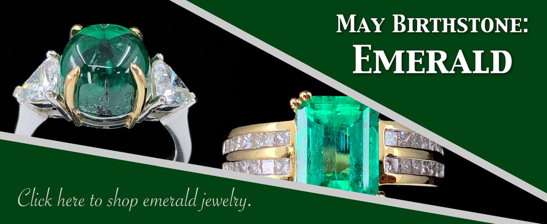 May Birthstone - Emerald.  Click here to shop Global Gemology's collection of rare emerald jewelry!
