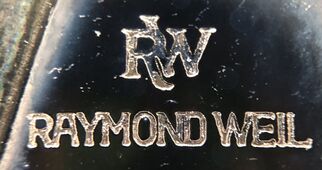 Jewelry hallmark for watch brand, Raymond Weil