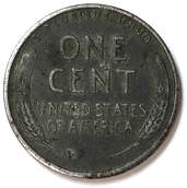 Reverse of a 1943 Wartime Steel Lincoln Cent