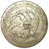 Reverse of an 1877 Type 5 Seated Liberty Quarter
