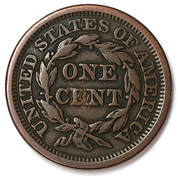 Reverse of an 1849 Braided Hair Large Cent