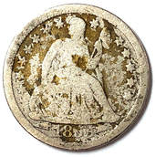 Obverse of an 1855 Type 4 Seated Liberty Dime