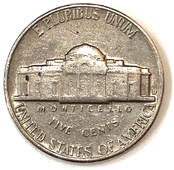 Reverse of a 1964 Jefferson Nickel