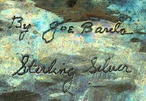 Jewelry hallmark of Southwestern silversmith, Joe Barela (By Joe Barela / By Joe Barda)