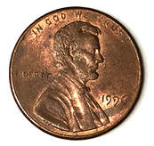 Obverse of a 1996 Lincoln Memorial Cent