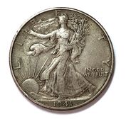 Obverse of a 1941 Walking Liberty Half Dollar