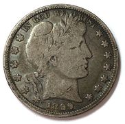 Obverse of an 1899 Barber half dollar