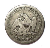 Reverse of an 1857 Seated Liberty Quarter