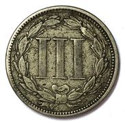 Reverse of an 1867 U.S. Three Cent Nickel