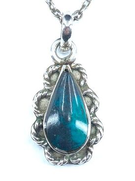 Chrysocolla sterling silver pendant necklace