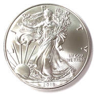 Obverse of a 2018 United States Silver Eagle coin