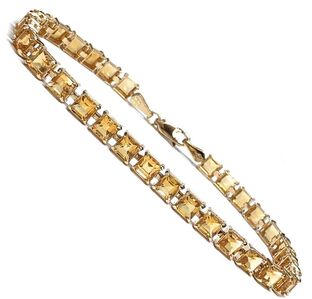 Square cut golden topaz line bracelet in 14K gold