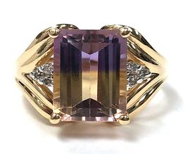 Ametrine & diamond ring, in 14K gold, by Clyde Duneiere