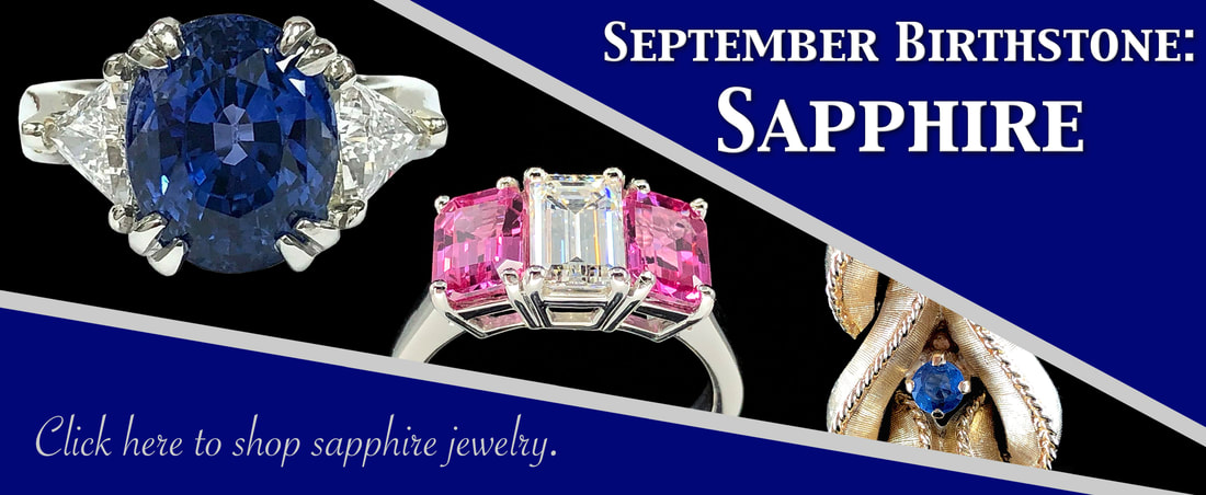 September Birthstone - Sapphire.  Click here to shop Global Gemology's collection of rare sapphire jewelry!